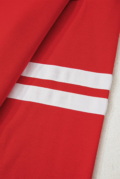 Fiery Red Glitter Trim GAME DAY Letter Graphic Oversized Varsity Sweatshirt